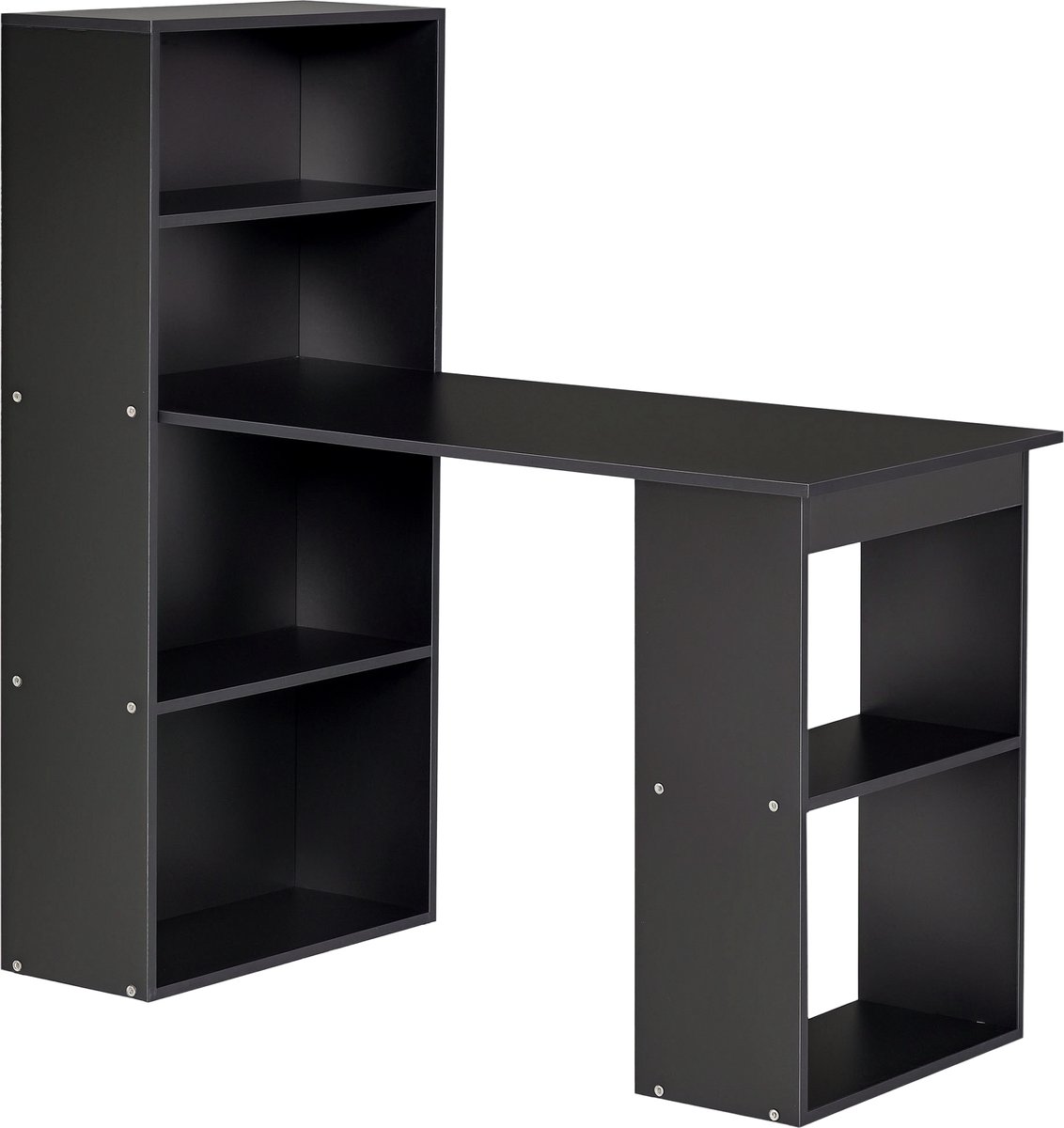 HOMCOM-Bureau met planken-Hout-120x55x120cm-Zwart