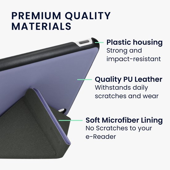 kwmobile e-reader hoesje geschikt voor Kobo Libra Colour hoes - Ereader flip case met standaard - E reader cover van kunstleer - In lavendel van Merkloos — afbeelding 4