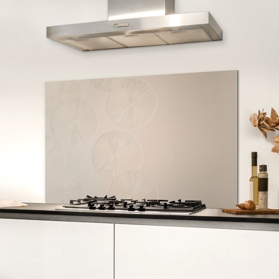 Crédence de Cuisinière en Aluminium 90x60 cm - Japandi - Beige - Moderne - Écran Pare-éclaboussures pour Plaque de Cuisson - Protection Murale