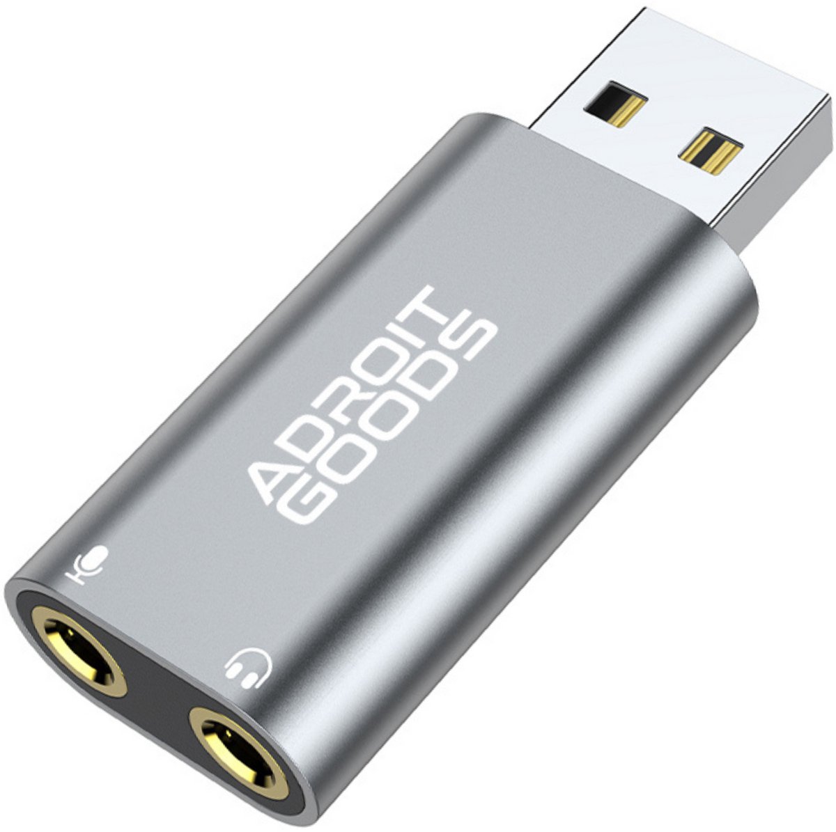 AdroitGoods USB A externe geluidskaart naar 3.5mm audio microfoon AUX adapter - Grijs