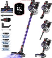 Elekiatech Steelstofzuiger - 420W Steelstofzuiger Draadloos - LED Touchscreen - Batterijduur tot 50 minuten - 1,5L Stofreservoir - Voor Tapijt, Harde Vloeren & Dierenhaar - Paars