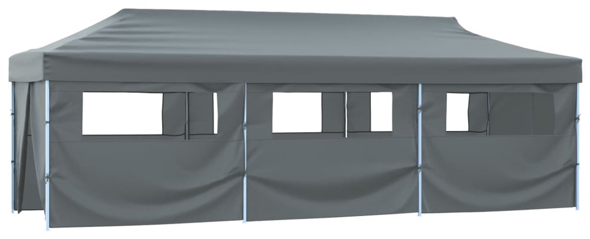 Partytent opvouwbaar - Paviljoen - 3x9 m - Easy up - Waterdicht - Met Zijwanden - Weerbestendig- Antraciet