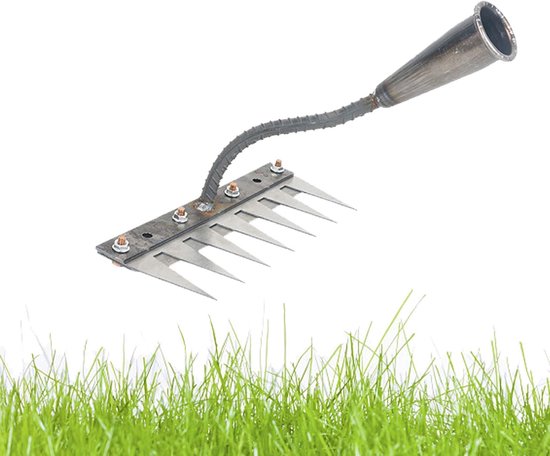 Foto: Ijzeren onkruidhark ijzeren hark voor onkruidverwijdering in de tuin afneembare hark multifunctioneel onkruidverwijdering en landaanwinning losse grond egaliseren van mulch verzamelen van gazonbladeren geschikt voor het wieden van gazons e
