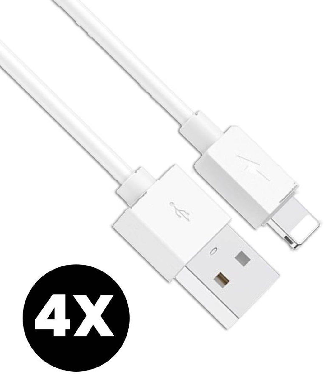 4x Oplader kabel geschikt voor iPhone - 1 meter - Kabel geschikt voor lightning - Oplaadkabel - USB kabel - Lader kabel