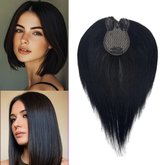Prachtige natuurlijke uitstralende haartopper haarextensions hairextensions pruik voor dun wordend haar of om kale plekken of grijs haar te bedekken 25cm. Kleur zwart