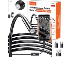 Zenwire AN100 - Endoscoop - Kabel met een lengte van 3,5 m - 3 praktische tips - Inspectiecamera HD - Waterproof - Inspectiecamera 3 in 1 - USB C - Compatibel met Windows, Android, Linux