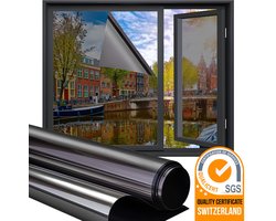 Homewell Isolerende HR Raamfolie 120x300cm - Statisch Zonwerende folie met Spiegeleffect - Zwart