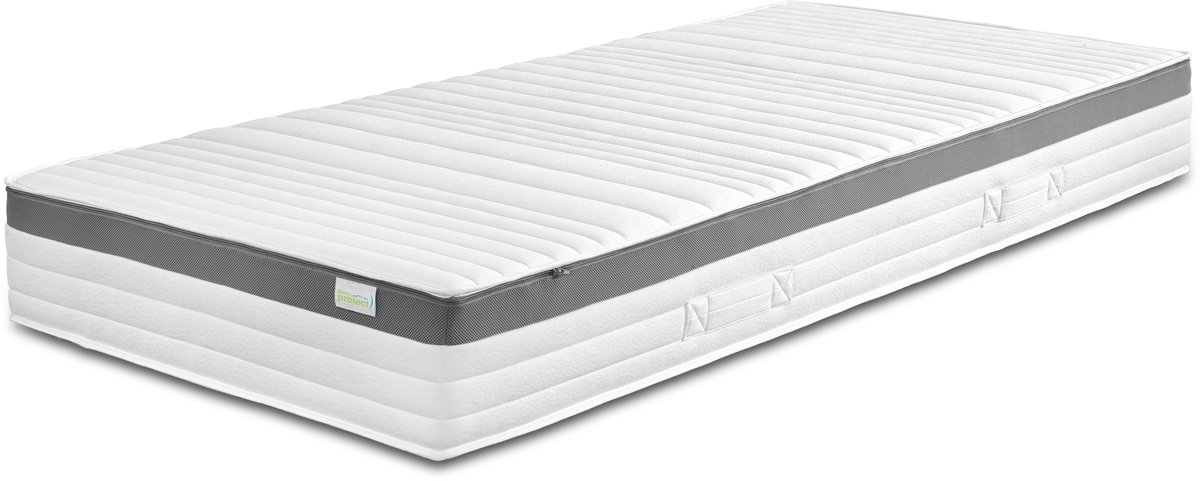 Bodyprotect 140 x 200 cm pocketveringmatras 520 | orthopedisch matras met hardheidsgraad 3 | 7 comfortzones | Made in EU | afneembare hoes van polyester, wasbaar op 60 graden | 140 x 200 x 21 cm | wit