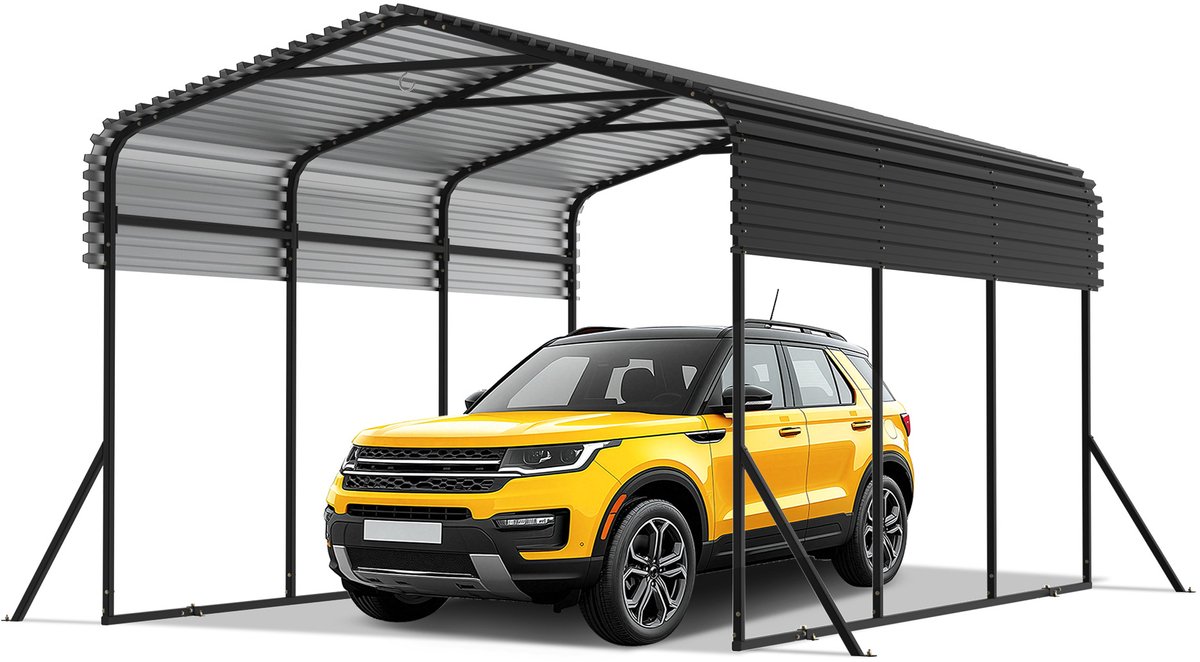 NAIZY Carport Auto Metaal 300x450 cm Dakbedekking Auto Dak Garage met Schuin Dak Gemaakt v