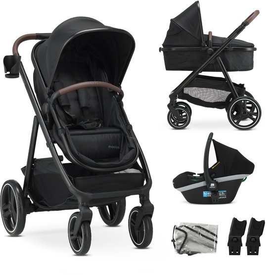 Mooiys Luca Kinderwagen 3in1 - Multi functionele Kinderwagen - inclusief autostoel - Zwart