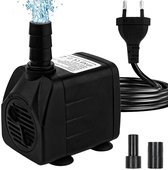 Mini Waterpomp 10W - Ultra Stille Dompelpomp 600L/u - Mini Aquarium Waterpomp - Vijverpomp - Fonteinpomp - Maximale Opvoerhoogte 1,2 m - Met 1,5 m netsnoer, 2 sproeiers - Geschikt voor Aquaria, Fonteinen, Beelden, Hydrocultuur en Vijvers