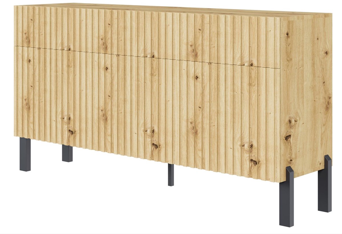 Selsey Telire – Dressoir met 3 deuren, drie lades en lamellenfront, 154 cm – Eiken Artisan Eikenlook