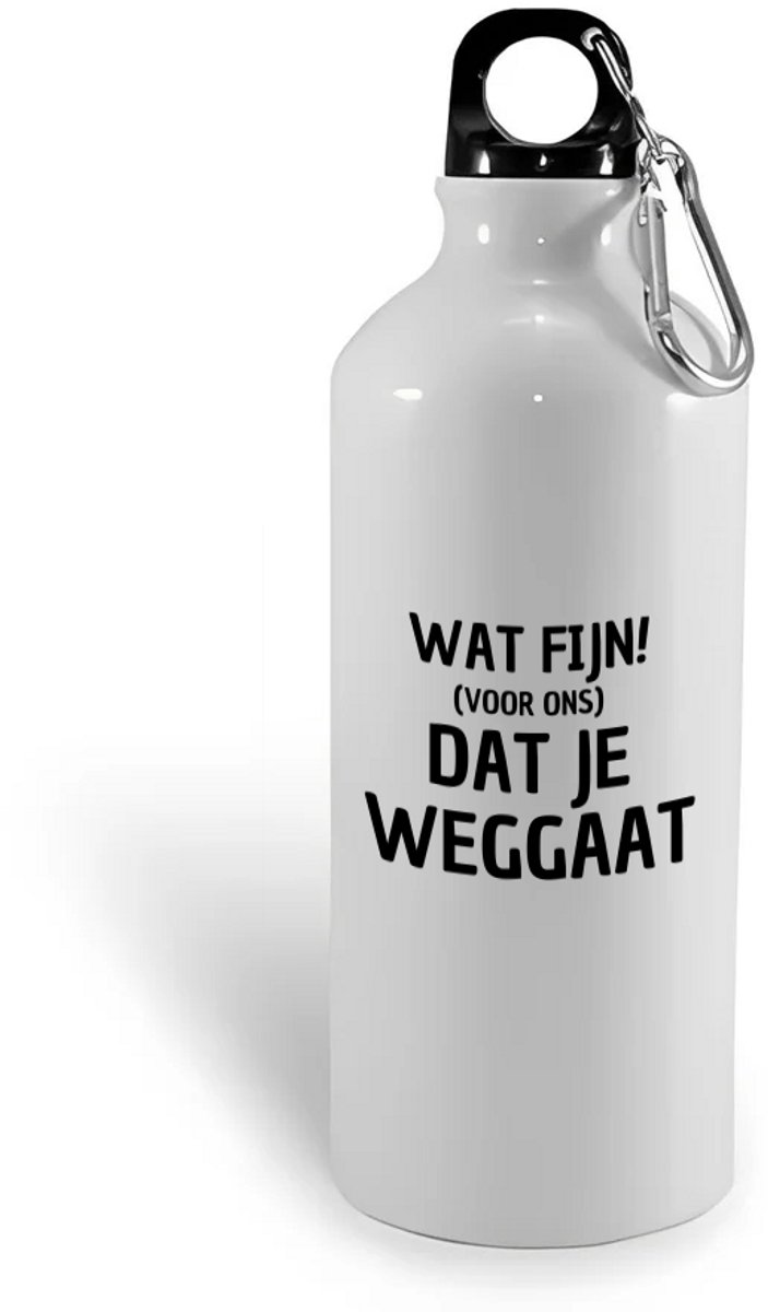Hacebo® - Wat fijn dat je weggaat waterfles - Afscheid bedank cadeau - collega's - werk - afscheidscadeau - verjaardagscadeau - water fles - 400ML
