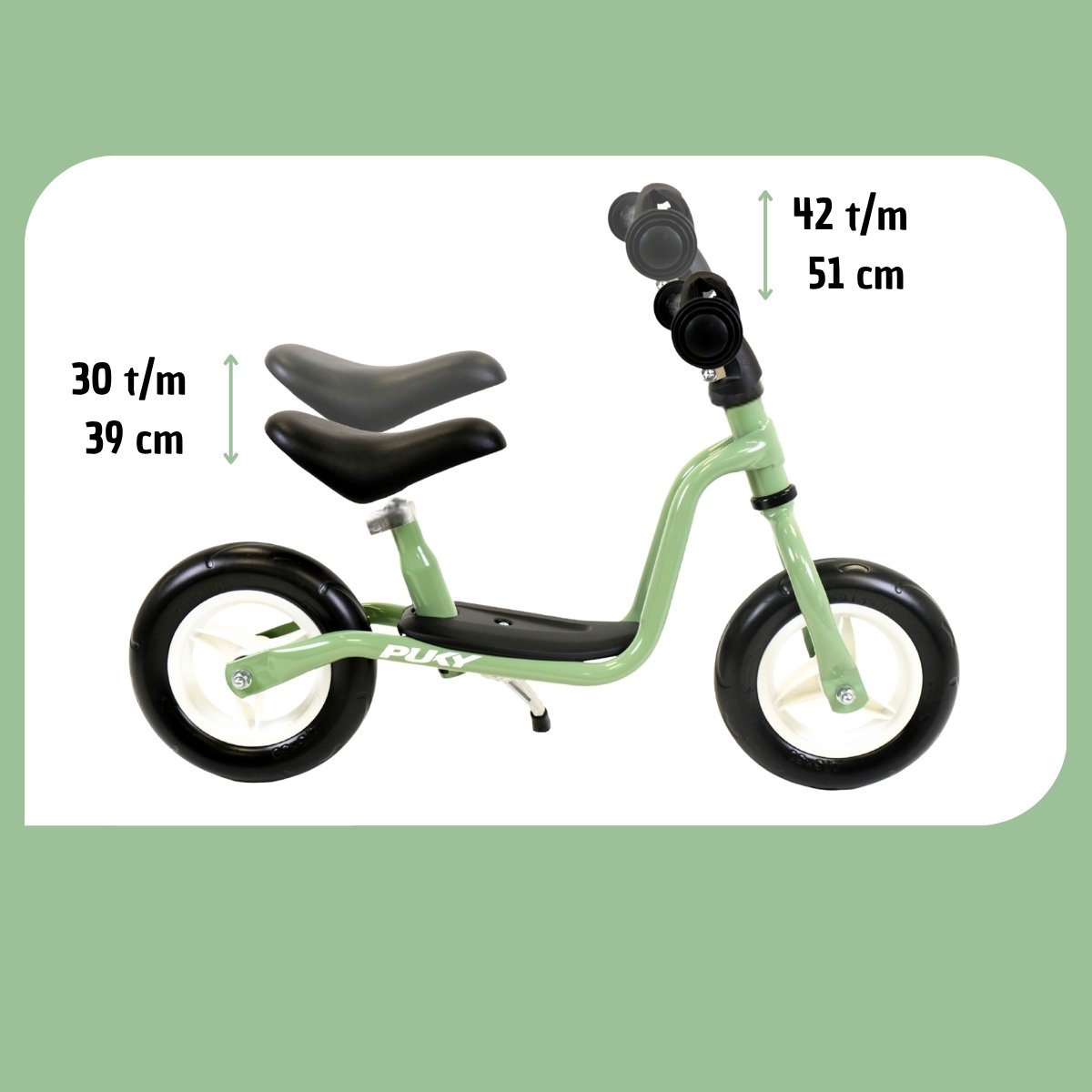 Puky Metalen Loopfiets Starter Retro Groen Limited Edition vanaf 2 Jaar - Retro Groene Loop Fiets - Verstelbaar Zadel 30 tot 39 cm - Voor Jongens en Meisjes - Compact en Veilig - Lage Instap met Voetenplank thumbnail 6