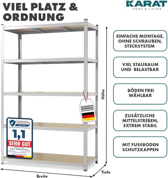 Brasq Metalen Stellingkast - Opbergrek - Wandkast