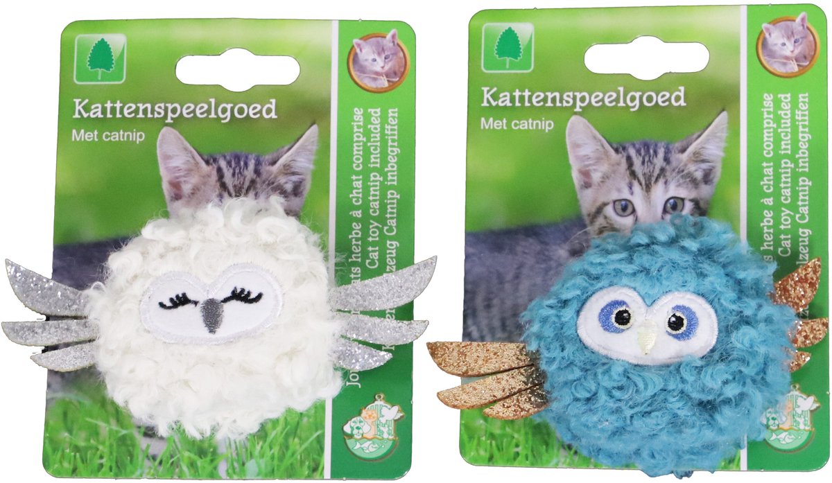 Boon kat speelgoed uil schapenwol + glittervleugel 10cm ass