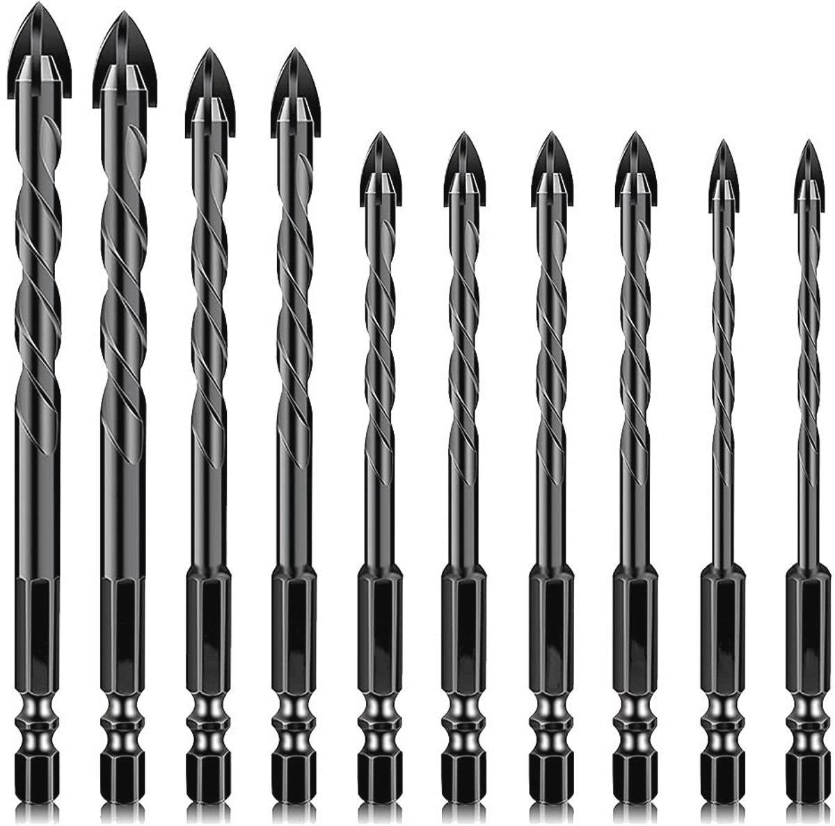 Multifunctionele Boorset voor Tegels en Glas - 10 Stuks, 5-12mm