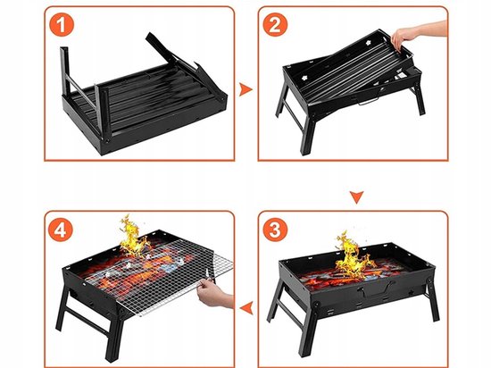 Draagbare Opvouwbare Camping BBQ - Houtskoolgrill - barbecues - bbq gereedschap - Outdoor Tafelbarbecue - Inklapbare Picknick Grill - barbecue accessoires - barbecue houtskool - barbecue hoes van Merkloos — afbeelding 4