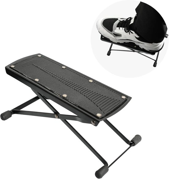 Punk footstool for guitar players, height adjustable in 4 steps, made of solid beech Black Walnut 4 Level