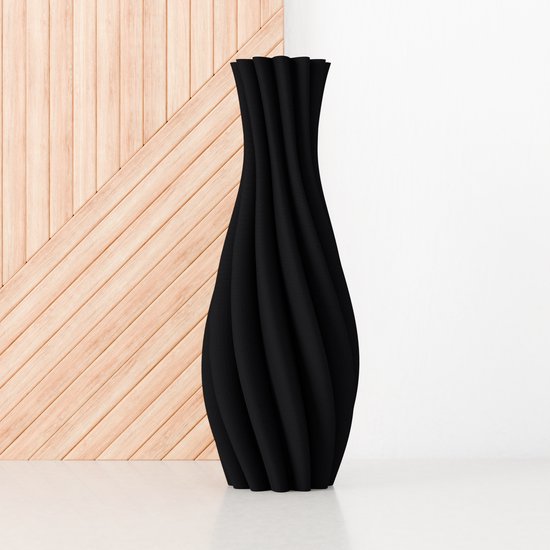 Cutfouwe Vaas zwart - vloervaas 50 cm hoog, moderne decoratie, grote keramische vaas voor pampasgras, decoratieve takken en droogbloemen