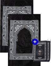 Djitee Prayi - 2x Gebedskleed - Voor op reis - 100x60 cm - Waterdicht - Kompas - Inclusief 2x opbergtasje