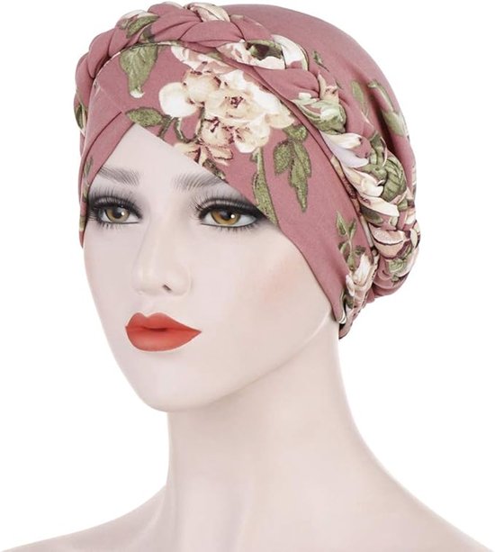 Foulard élégant à fleurs SNQ - Bandanas turban pour femme, bandeau élastique, bonnet, hijab, bonnet chimio, Couvre-chef islamique, coiffure musulmane, Couvre-chef contre la perte de cheveux et le Cancer