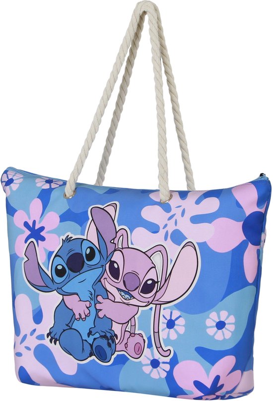 Karactermania - Disney - Lilo en Stitch - Knuffel -Zon- Strandtas met rits - Boodschappentas - Roze