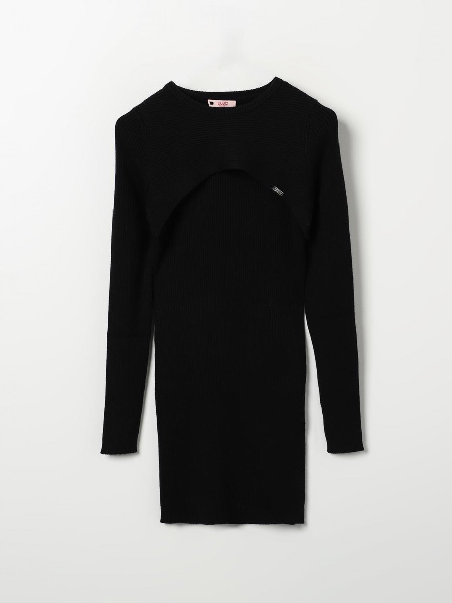 Ribbed Knit CutOut Sweater Dress Kids - Black Ropes Cords