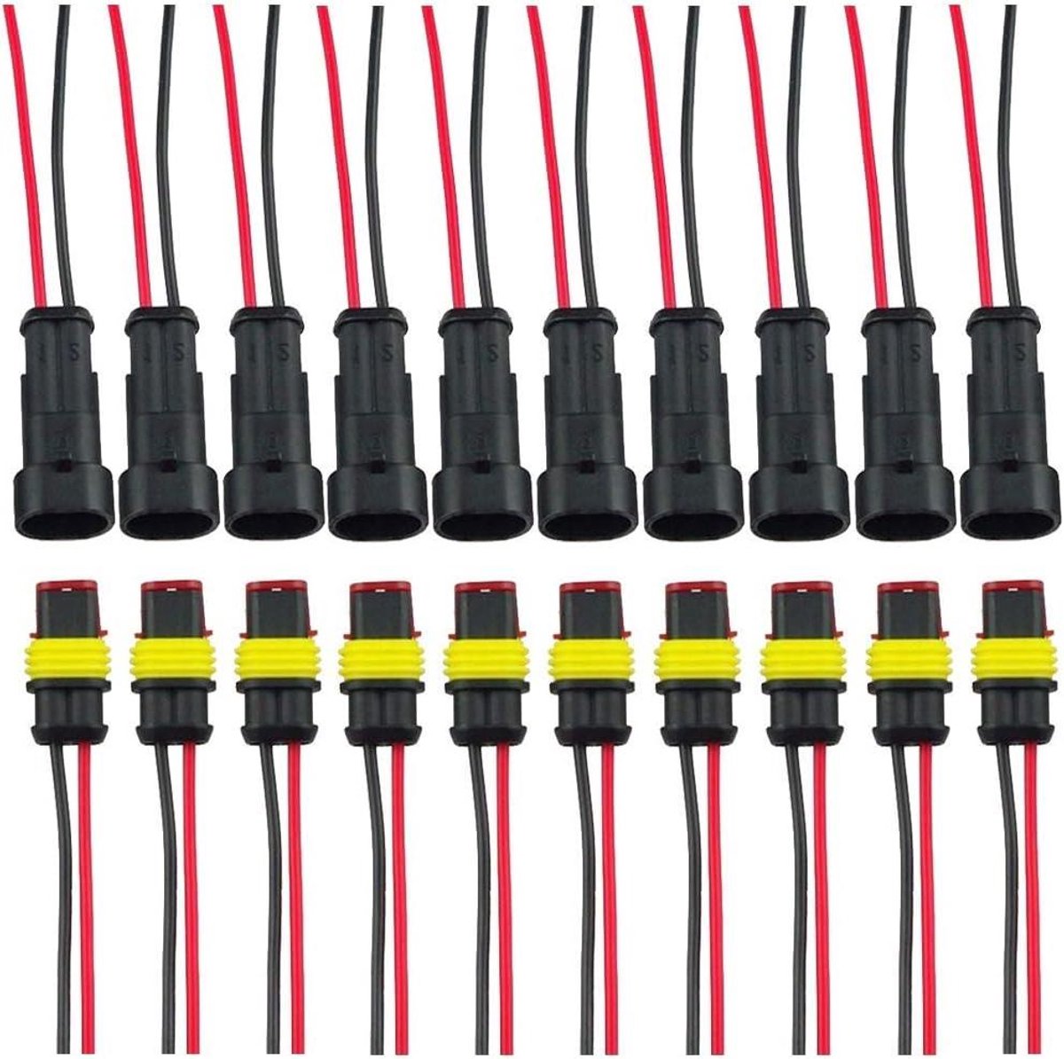 EMSea 2 sets 2-pins motorfiets connector kit compatibel met Sumitomo MT090 compatibel met Yamaha compatibel met Triumph waterdichte auto-connector stekker, VC|600
