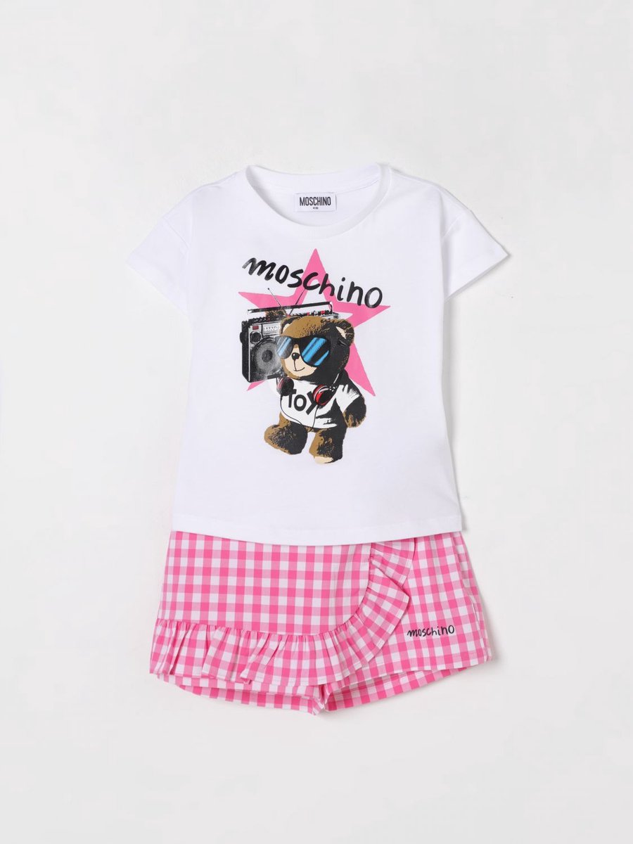 Girls Teddy Bear Graphic Tee Gingham Shorts Set Kids - White Ropes