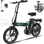 Hitway Elektrische Fiets BK5S - Trendy 16 Inch City Commuter EBike met Afneembare 36V 10.4Ah Lithium Batterij - Opvouwbaar E-Bike met 250W Motor - IP54 Waterproof