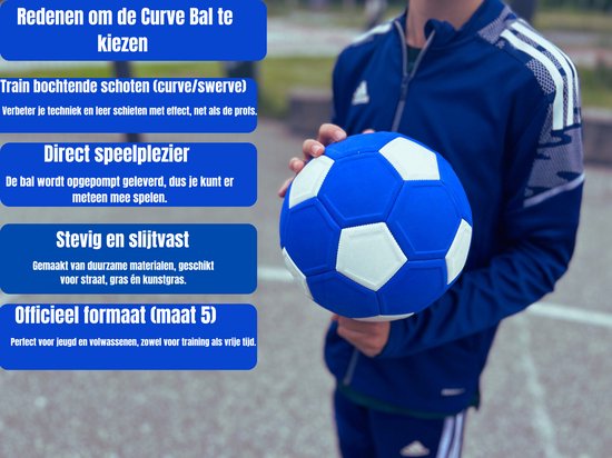 Curve™ bal - Originele curve bal - Voetbal- Maat 5 - blauwe bal - Holland - België - Curve - Trainingsbal - Voetbal spullen-kickerball