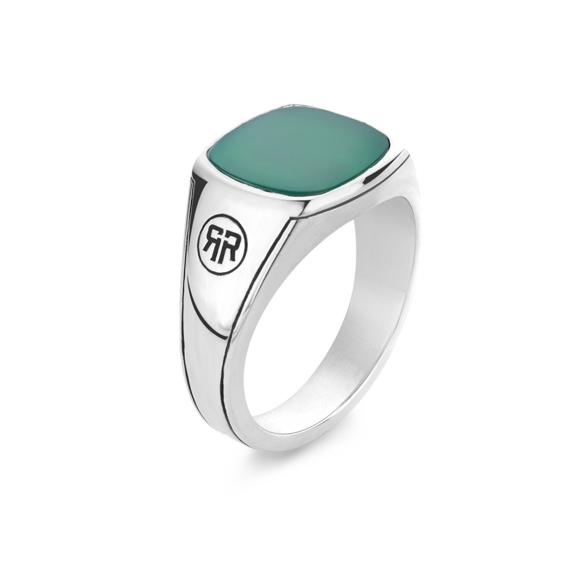 Rebel & Rose Square Green Jade Ring RR-RG040-S – Zilverkleurig Zilver