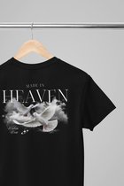 Oversized shirt - Made in heaven - Wurban Wear | T-shirt | Merk kleding | Unisex tshirt | Streetwear | Pump cover | Techno outfit | Merk shirt | Gym shirt | y2k | Techwear | Urban | Grote maten | T-shirt heren | T-shirt dames | Zwart