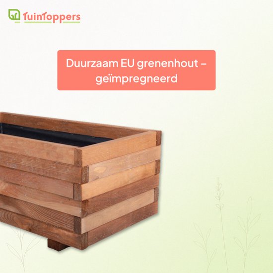Décorations de jardin | Jardinière en bois marron 80x40cm | Avec du tissu de carotte | Marron Imprégné | Jardinière extérieure | Bois de pin | Durable | Livré monté prêt à l'emploi