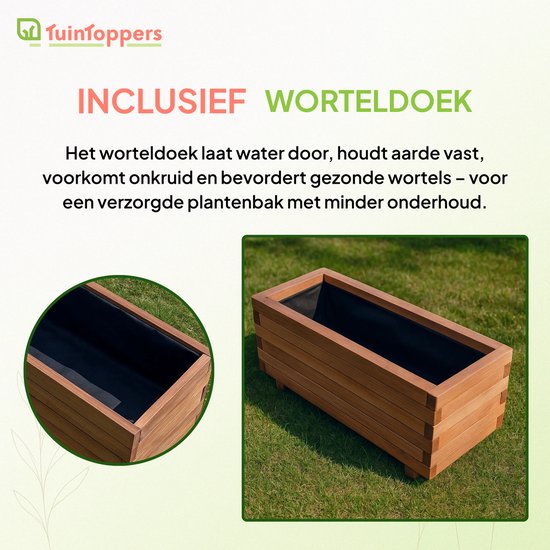 Décorations de jardin | Jardinière en bois marron 80x40cm | Avec du tissu de carotte | Marron Imprégné | Jardinière extérieure | Bois de pin | Durable | Livré monté prêt à l'emploi