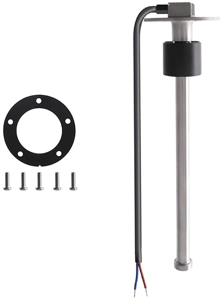 Allecto Plus - Brandstofsensor Boot Tankzender Waterstofsensor RVS Brandstoftank Transmissie-eenheid Geschikt voor Brandstofmeter 0-190ohm 375MM voor RVS Boten