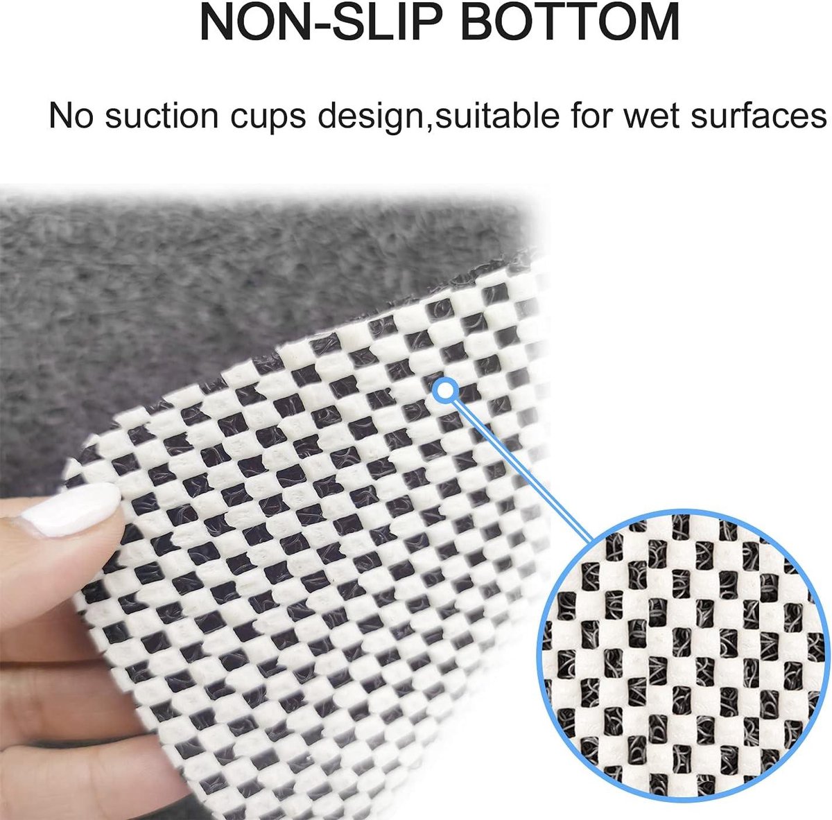 Allecto Plus - Loofah Douchemat met Antislip - Douchemat met Afvoer - Badmat voor Binnendouche - Massage PVC Badtapijt - Sneldrogend - Badkameraccessoires - 40 x 60 cm - Grijs
