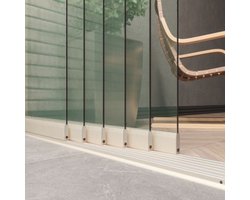 Kellux - Glazen Schuifdeursysteem voor Terrasoverkapping of Veranda - 6 deurs systeem 6 x 82 cm - Breedte 477 cm - Hoogte 255 cm - créme wit (RAL 9001) - Helder glas
