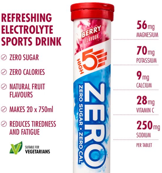 HIGH5 - ZERO Elektrolyten Bruistabletten - Mix van Smaken - Suikervrij & Caloriearm - 3x20 Stuks - Voor Sport, Focus & Hydratatie van High5 — afbeelding 3