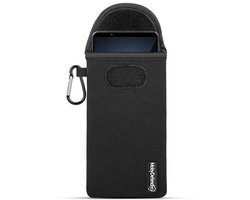MobyDefend Hoesje - Geschikt voor Sony Xperia 1 VII - Neopreen Pouch Met Karabijnhaak - Insteek - Riemlus - Zwart