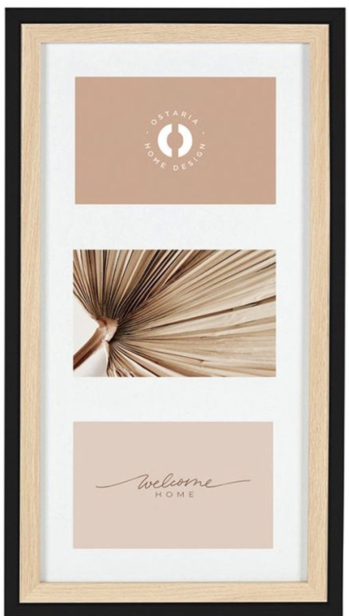 Ostaria Collage fotolijst NEO - voor 3x foto van 10 x 15 cm - hout - naturel/zwart - 24 x 44 cm - Wissellijst - Modern