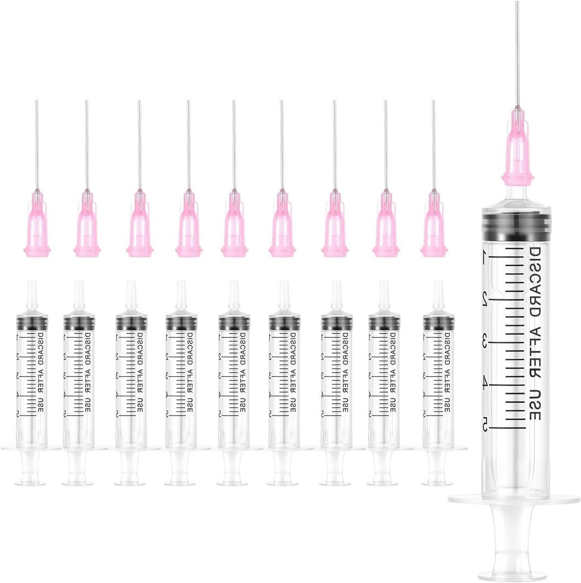 Allecto Plus - Kunststof spuit met naald 5 ml - 10 stuks - Herbruikbare en duurzame doseerspuiten - Vloeibare maatspuit voor tuin en meer