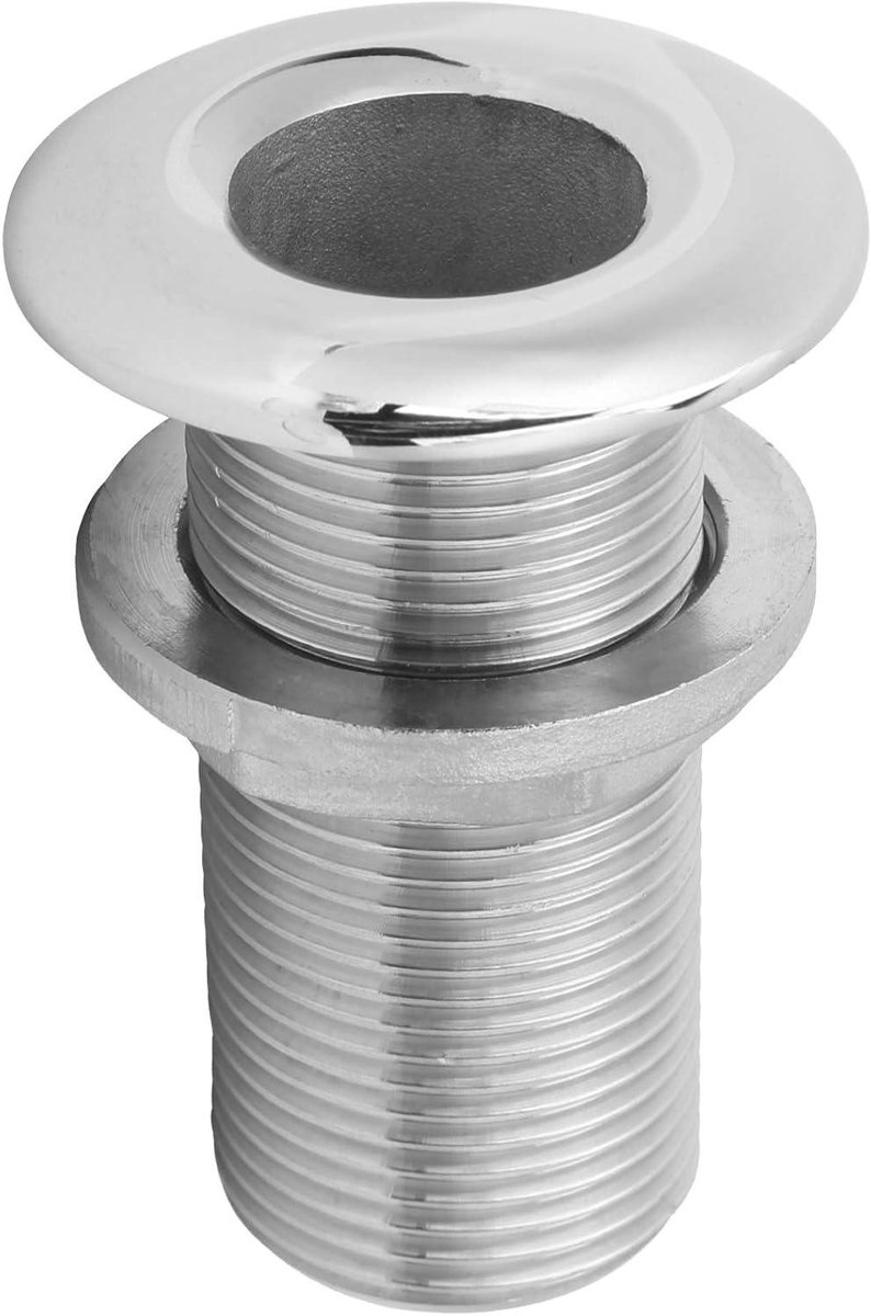 Allecto Plus - Marine Thru Hull Fitting van roestvrij staal 316 voor boten en jachten (1" 79mm) met afvoer en connector.