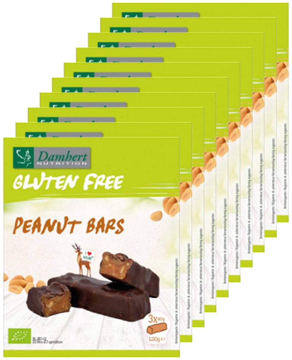 Damhert | Glutenvrij | Pinda Repen BIO | 10 stuks | 10 x 120 g