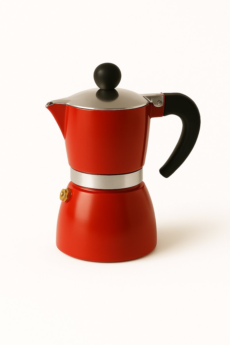 Conway Living® - Moka Pot 90 ml - Moka Express - Percolator - 2 kops - Espresso Maker - RVS - Italiaanse Koffiepot - Geschikt voor induct - Roodie