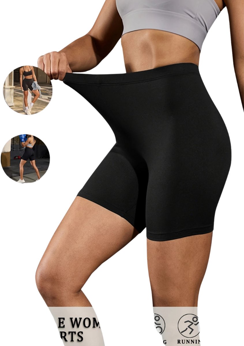 Bovista Biker Short Dames Korte Legging Lange Onderbroek Bikershort Met Pijpjes Zwart