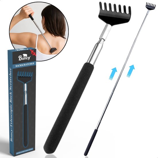 Gratte-dos extensible Boncy® - Gratte-dos pour massage du dos - Gratte-dos en plastique à main - Gratte-tête télescopique Massage du dos