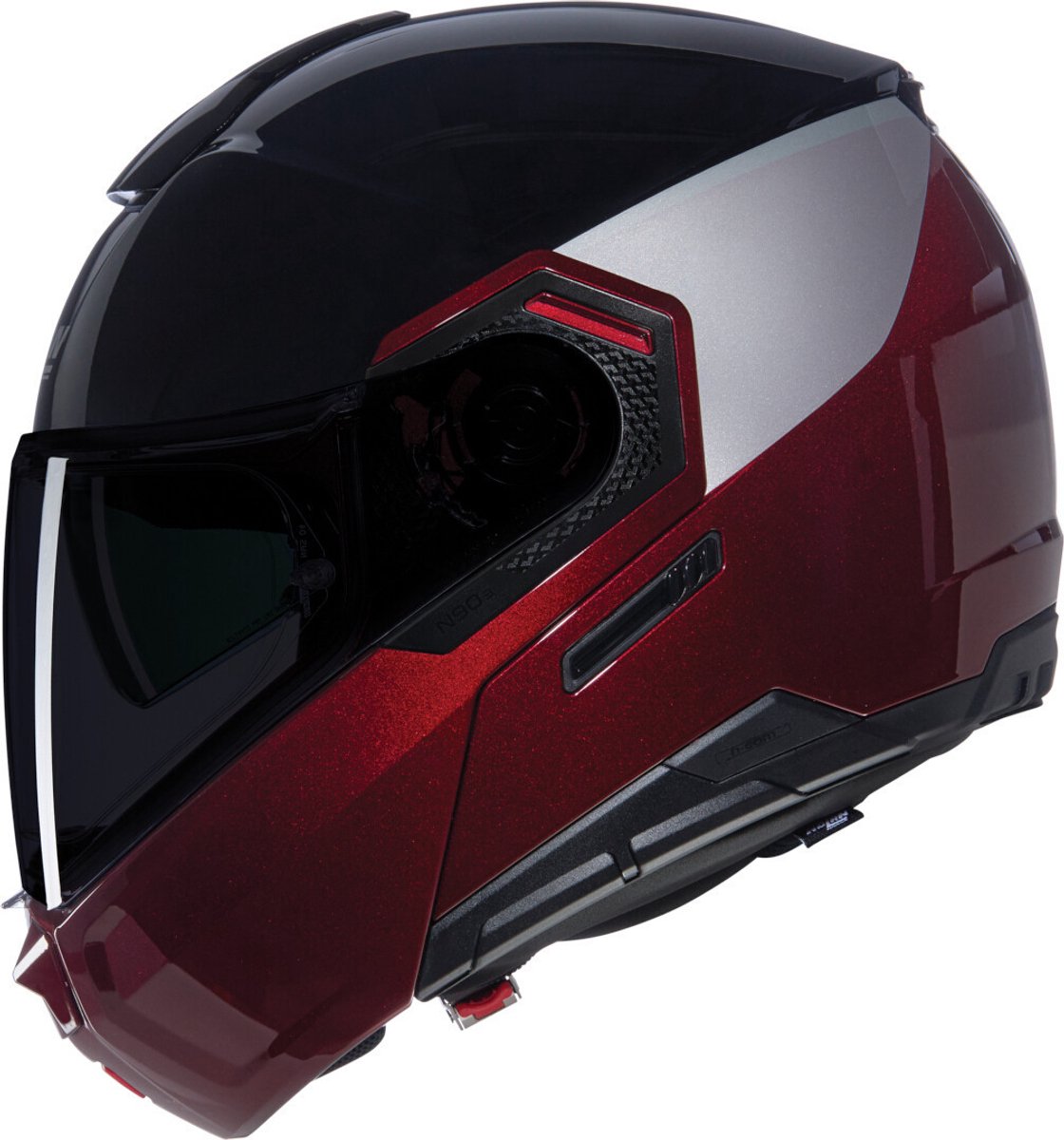 Nolan N90-3 06 Verniciatura Speciale 344 Zwart Visceraal Rood Glossy Systeemhelm - Maat L - Helm