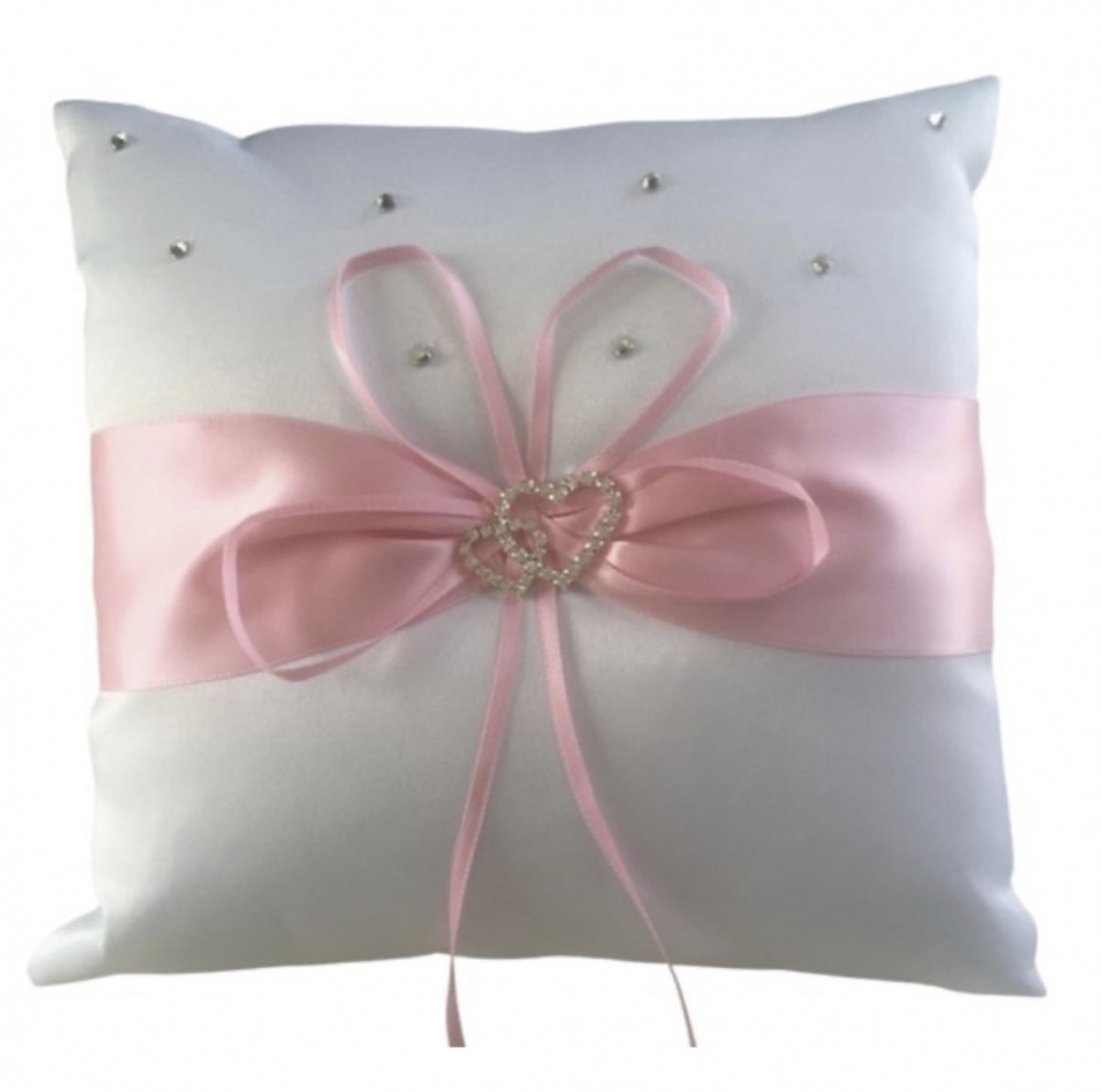 Ringenkussentje -Roze - Trouwen- 10 x 10 xm strass hart - Charme Bijoux